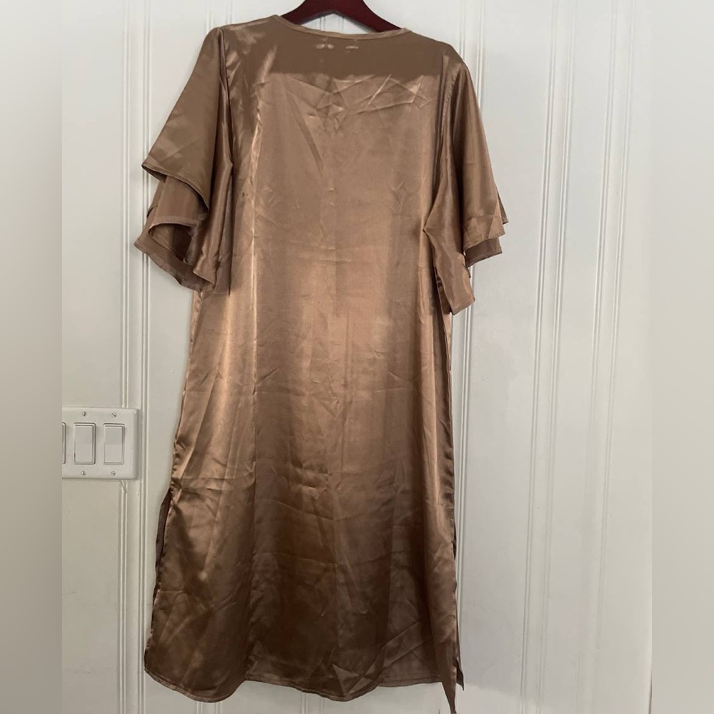 Light Brown Satin Nightgown Dress - Picture 7 of 10